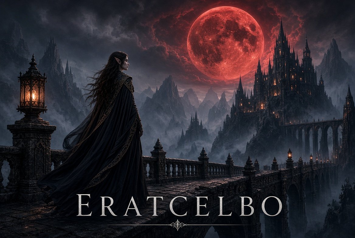ERATCELBO — a moonlit castle beneath a crimson moon